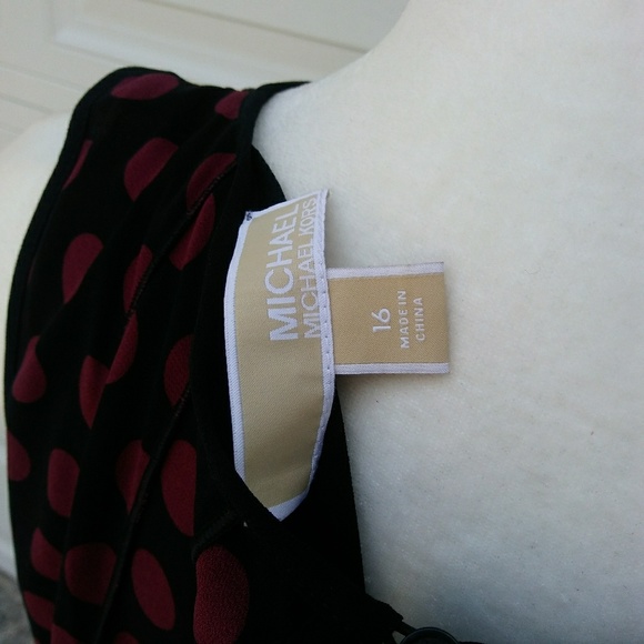 Black Michael Kors dress with red polkadots sz 16 - Picture 7 of 8